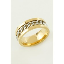 Bijuteri Net Zincir Şekilli Lüks Çelik Yüzük