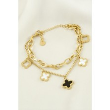 Bijuteri Net Çiçek Sedef Lüks Çelik Bileklik