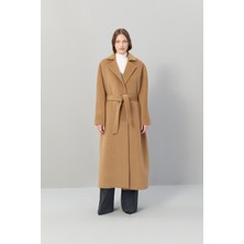 ROMAN Beli Bağlamalı Dokuma Midi Boy %100 Yün Kaban Taba K2519003_022