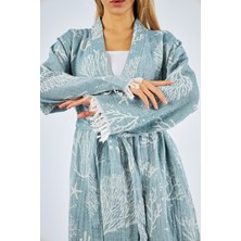 SEMTEKSTİL Pamuklu Mercan Desenli Kimono Jakarlı  Bornoz Sabahlık