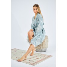 SEMTEKSTİL Pamuklu Mercan Desenli Kimono Jakarlı  Bornoz Sabahlık