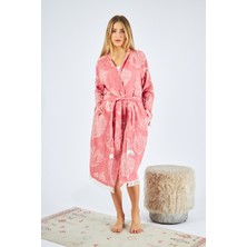 SEMTEKSTİL Pamuklu Mercan Desenli Kimono Jakarlı  Bornoz Sabahlık
