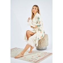 SEMTEKSTİL Müslin Kimono Sabahlık Bornoz Cepli Desenli