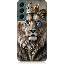 Teknomeg Samsung Galaxy S22 Uyumlu Taçlı Aslan  Desenli Silikon Kılıf