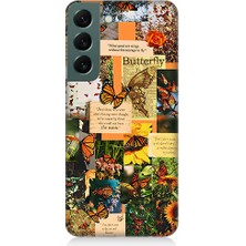 Teknomeg Samsung Galaxy S22 Uyumlu Kelebek Poster  Desenli Silikon Kılıf