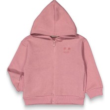 Kız Cocuk Mürdüm Lakis Yazılı 3 Ip Kapüşonlu Hırka - 1014693