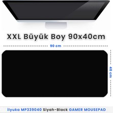 İlyuka 90X40 Logosuz Siyah-Black Xxl Büyük Boy Ilyuka MP339040 Gaming Mousepad Dikişli Kenar Kaymaz Taban 90X40CM