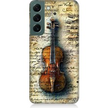 Teknomeg Samsung Galaxy S22 Uyumlu Eski Keman  Desenli Silikon Kılıf