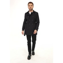 Jan Carlucci Siyah Kemerli Trençkot Su İtici Özellikli Erkekler İçin Şık Seçim