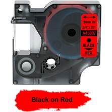 Fuhao 45807 Kırmızı Üzerine Siyah Stil 19 mm Dymo D1 Etiket Şeridi Label Manager Siyah Beyaz Uyumlu (Yurt Dışından)