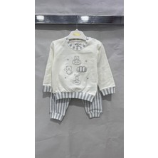 Uğurböceğiçocuk Aziz Bebe 2254 Ayı Nakışlı Çizgili 2'li Bebek Takım