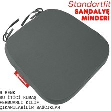 Xpermate Standartfit Oval Sandalye Minderi Fermuarlı Yıkanabilir Kılıf Bağcıklı Su Ve Yağ Itici 42x42x5 Antrasit