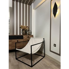 Rafadi Modern Dekoratif Metal Ayaklı Berjer Salon Oturma Odası Balkon Berjeri