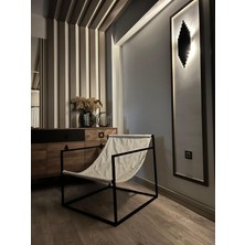 Rafadi Modern Dekoratif Metal Ayaklı Berjer Salon Oturma Odası Balkon Berjeri