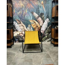 Rafadi Modern Dekoratif Metal Ayaklı Berjer Salon Oturma Odası Balkon Berjeri