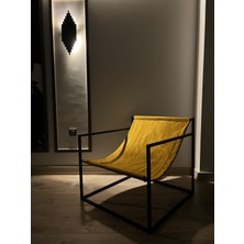 Rafadi Modern Dekoratif Metal Ayaklı Berjer Salon Oturma Odası Balkon Berjeri