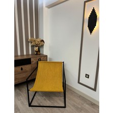 Rafadi Modern Dekoratif Metal Ayaklı Berjer Salon Oturma Odası Balkon Berjeri