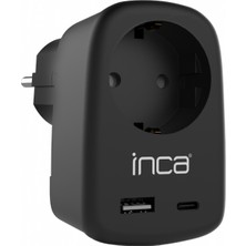 Inca IPW-42SY 1 Port 12 W Usb+Type-C Akım Korumalı Duvar Priz - Siyah