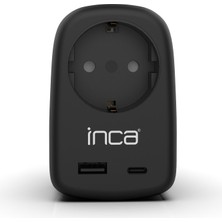 Inca IPW-42SY 1 Port 12 W Usb+Type-C Akım Korumalı Duvar Priz - Siyah