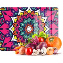 Decovetro Cam Kesme Tahtası ve Sunumluk Yaprak Mandala Desenli 30x40 Cm