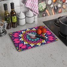Decovetro Cam Kesme Tahtası ve Sunumluk Yaprak Mandala Desenli 30x40 Cm