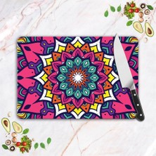 Decovetro Cam Kesme Tahtası ve Sunumluk Yaprak Mandala Desenli 30x40 Cm