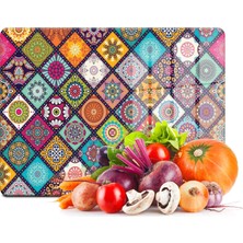 Decovetro Cam Kesme Tahtası ve Sunumluk Mandala Desenli 20x30 Cm