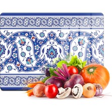 Decovetro Cam Kesme Tahtası ve Sunum Tablası Çini Motif Desenli 20x30