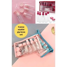 7 Parça Özel Çantalı Seyehat Şişe Seti Tatil Seyehat Çantası - Sıvı Sabun, Şampuan, Krem Kutusu