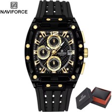 Naviforce Siyah - Altın Silikon Kordon Analog Erkek Kol Saati