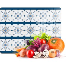 Decovetro Cam Kesme Tahtası ve Sunum Tablası Alaçatı Çini Desenli