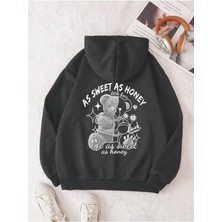 Afro Giyim Kadın As Sweet As Honey Baskılı Oversize Kapşonlu Sweatshirt