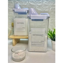 2li Ölçü Kapaklı 2300ML Deterjan/Yumuşatıcı  Kabı Vakumlu Akrilik Banyo Düzenleyici Set