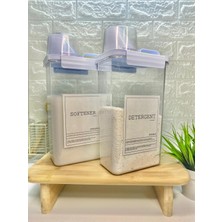 2li Ölçü Kapaklı 2300ML Deterjan/Yumuşatıcı  Kabı Vakumlu Akrilik Banyo Düzenleyici Set