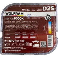 Wolfram 12V-24V Xenon Ampul D2S 35W 6000K Ekstra Parlak Işık Germany (2 Ad)