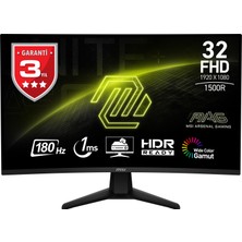 Msı 31.5" Mag 32C6 1920X1080 (Fhd) 16:9 Curve 1500R Va 180HZ 1ms Adaptıve-Sync Gamıng Monıtor