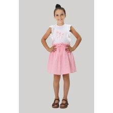 Miniğimin Cicileri  Papatya Nakışlı Müslin Etekli Takım - Pembe