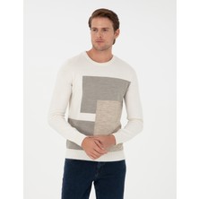 Pierre Cardin Erkek Ekru Slim Fit Bisiklet Yaka Triko Kazak 50300541-VR019