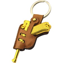 Anahtarlık Sepeti Tabanca Silah Anahtarlık Lgr-P8 - Gold Görünümlü Taba Kılıflı