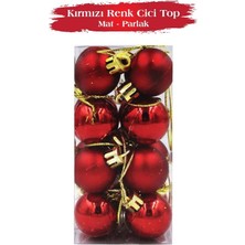 Kidspartim Yılbaşı Top Süs 3 cm Mat Parlak Kırmızı 16LI