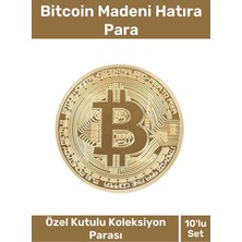 Özel Kutulu Hediyelik Kripto Hatıra Koleksiyon Bitcoin Madeni Para Altın Rengi 10'lu Set