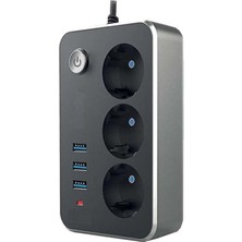 Winnboss 3'lü Akım Korumalı 3 Adet USB Girişli Priz 3414