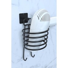 Atacı Home Yapışkanlı 5 Li Siyah Uzun Havlu Fön Askısı Wc Tuvalet Kağıtlık Rulo Havluluk Askı Banyo Mutfak Seti