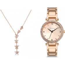 Forentina Bayan Rose Metal Kol Saati - Yıldız Kolye Kombin Set PS2455