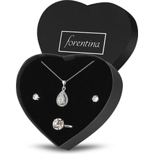 Forentina Zirkon Taşlı Kolye Küpe Yüzük Takı Seti PS2411