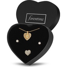 Forentina Kalpli Zirkon Kolye Küpe Yüzük Takı Seti PS2418