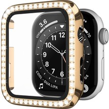 Habilis Apple Watch 9/8/se/7/6/5/4/3/2/1 Seri 45MM 44MM 42MM 41MM 40MM 38MM Uyumlu Parlak Taş Işlemeli Şık Işıltılı Renkli Kasa Ekran Koruyucu