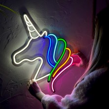 Tol Camp Unicorn Neon Duvar Dekoru - Modern ve Şık Metal Üzerine Neon Duvar Süsü, 40 cm x 49 cm