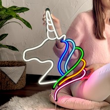 Tol Camp Unicorn Neon Duvar Dekoru - Modern ve Şık Metal Üzerine Neon Duvar Süsü, 40 cm x 49 cm