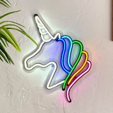 Tol Camp Unicorn Neon Duvar Dekoru - Modern ve Şık Metal Üzerine Neon Duvar Süsü, 40 cm x 49 cm